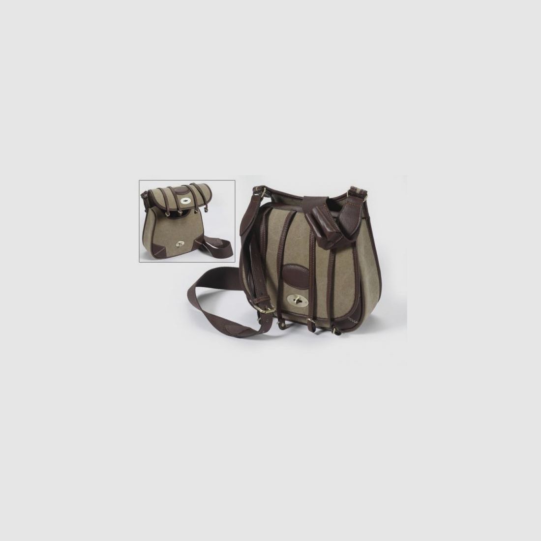 Fritzmann Jagdtasche aus schlammfarbigen Segeltuch