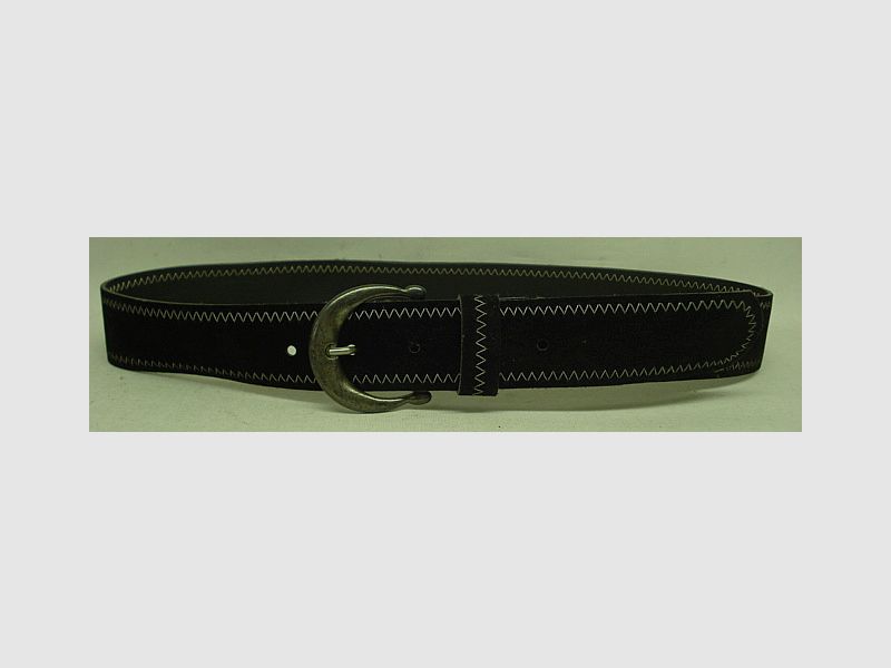 Velour-Leder 76 cm Länge - schwarz weiße Zackenumrandung