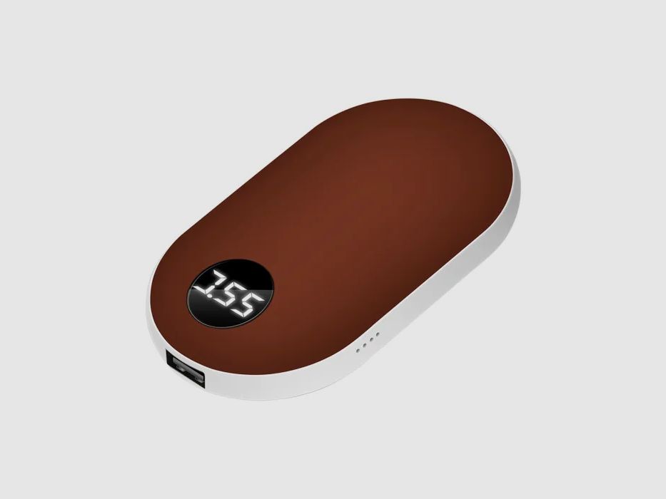 Calentador de manos eléctrico ROJO MARRÓN - recargable por USB - ajustable de 42 a 52 grados