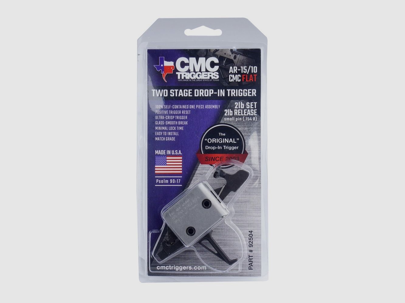 CMC Drop-in Trigger AR15/AR10 Small Pin – Competition, Flat, 2/2 lb (Model 92504) Trigger for Schmeisser, Oberland Arms