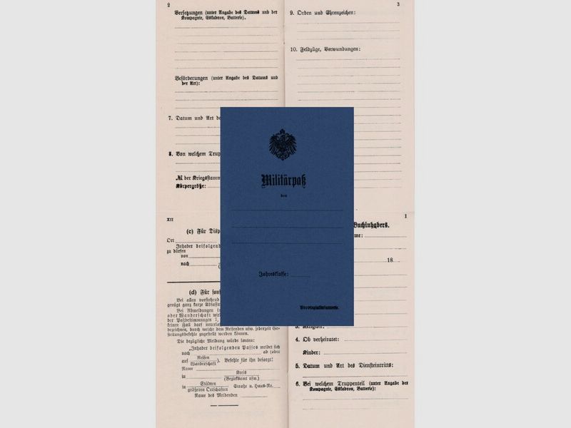 Nachdruck Militärpaß Infanterie blanko