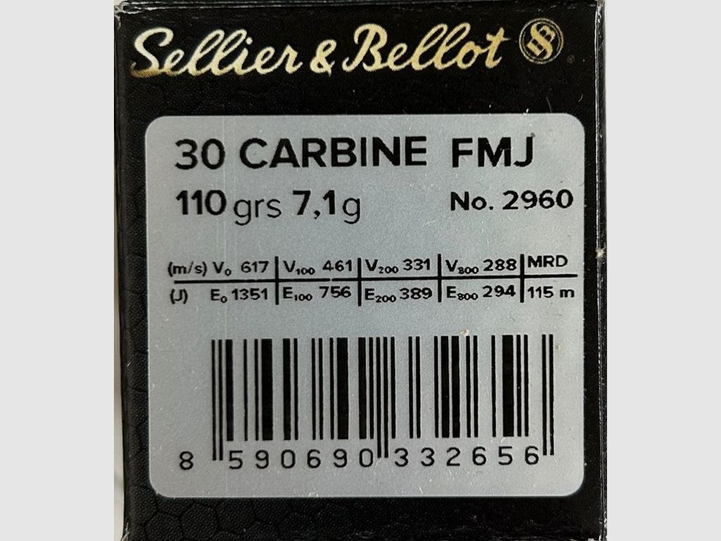 Sellier & Bellot .30 Carbine FMJ 110grs - 50 rounds