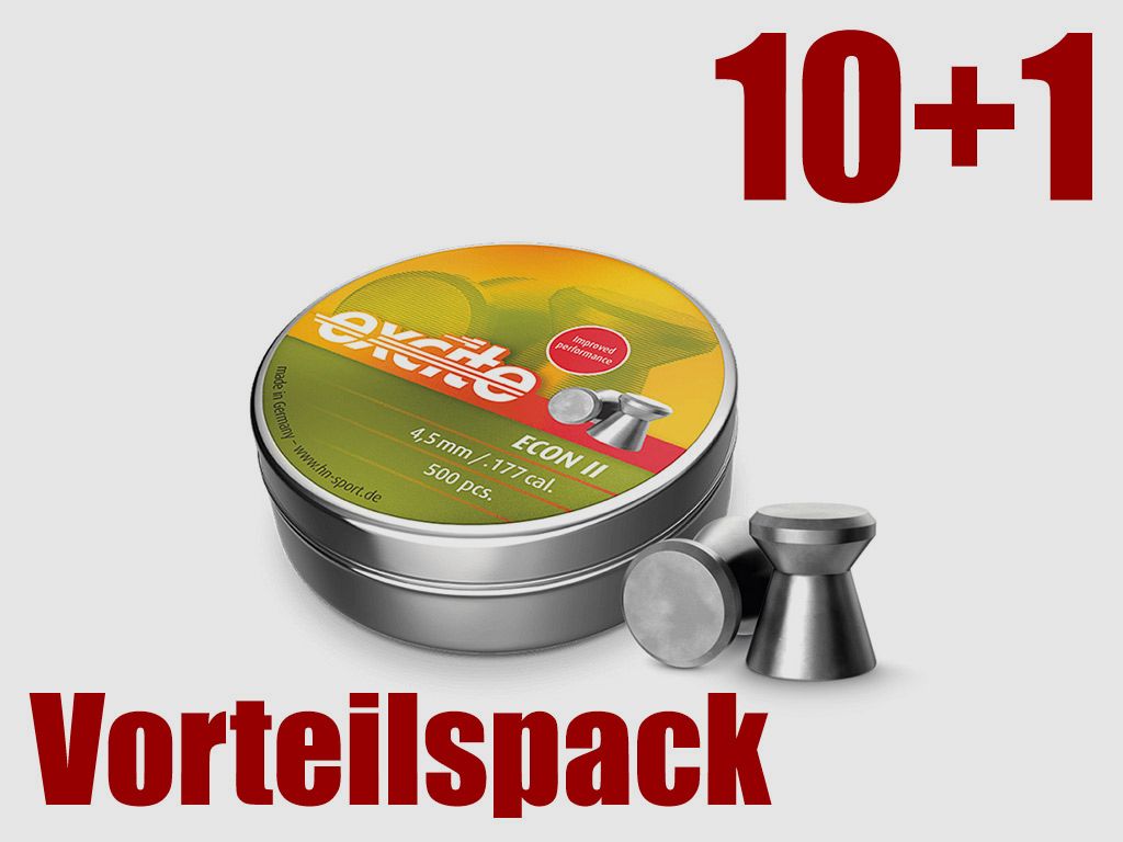 Vorteilspack 10+1 Flachkopf Diabolos H&N Excite Econ II Kaliber 4,5 mm 0,48 g 7.41 gr glatt 11 x 500 StĂĽck