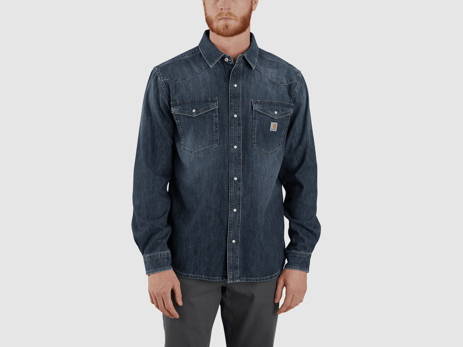 Carhartt Montana Denim Relaxed L/S Shirt Men Wyatt 2XL