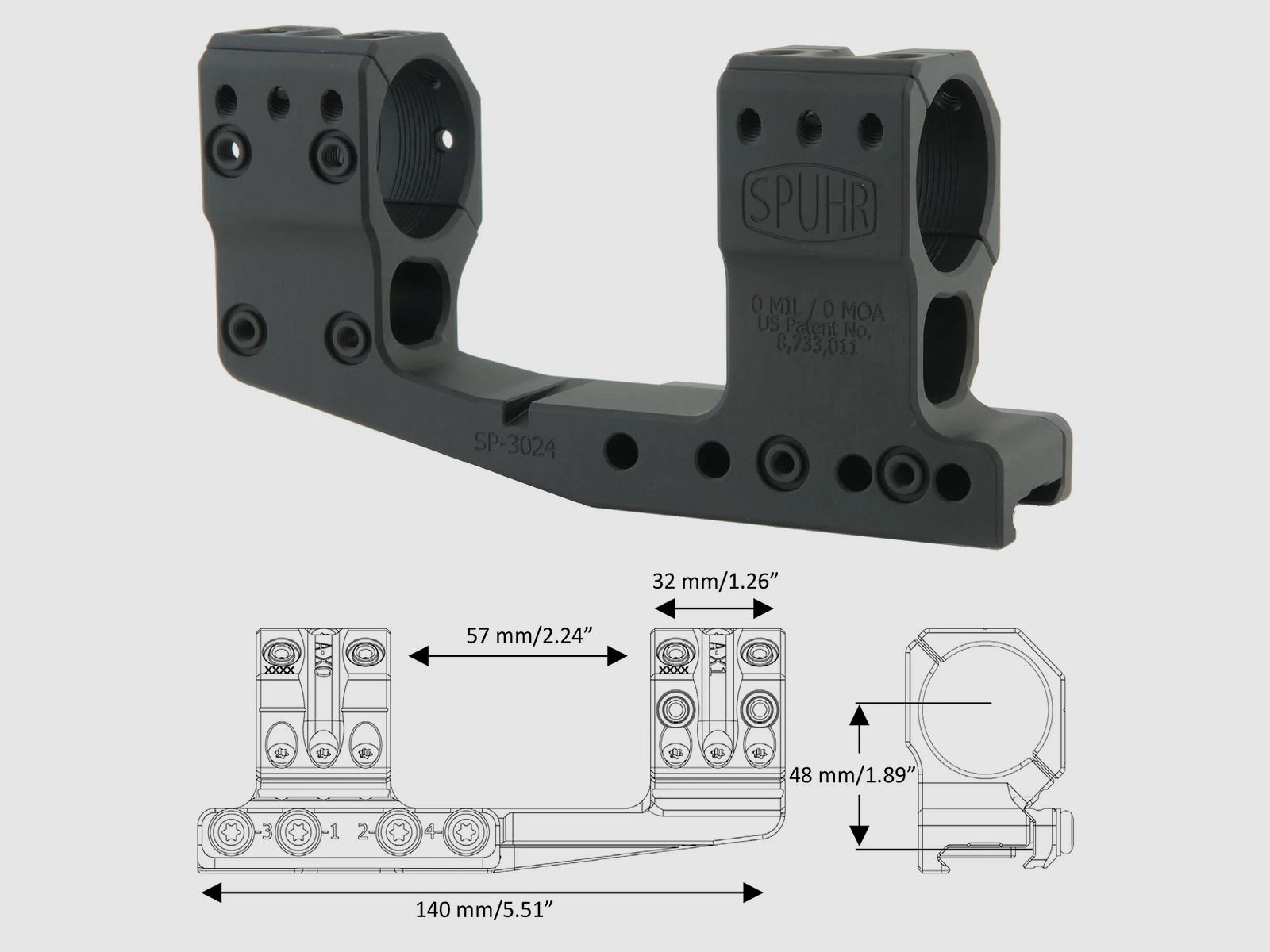 Spuhr SP-3024C Blockmontage ø30 Gen3. (Zielfernrohrmontage)