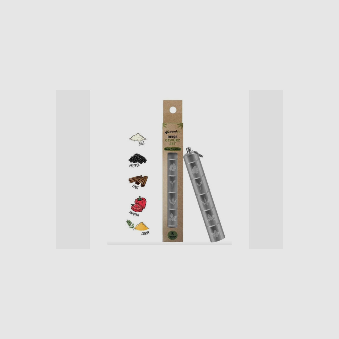 Outdoor Campinggewürz / Reisegewürz-Set aus Aluminium