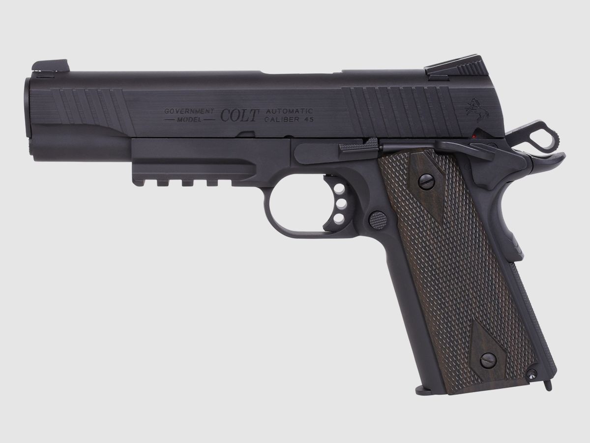 Colt 1911 Railgun Schwarz 6mm - Airsoft Co2 BlowBack