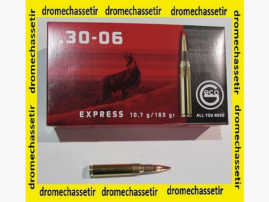 1 Schachtel mit 20 Patronen Geco, Geschoss express 165 grains, Kaliber 30-06