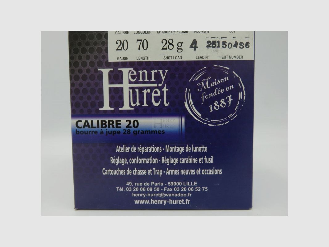 Patrony Henry Huret kal 20 BJ 28 g Pl 4d Pudełko 25 sztuk, zdjęcie 1 z 2
