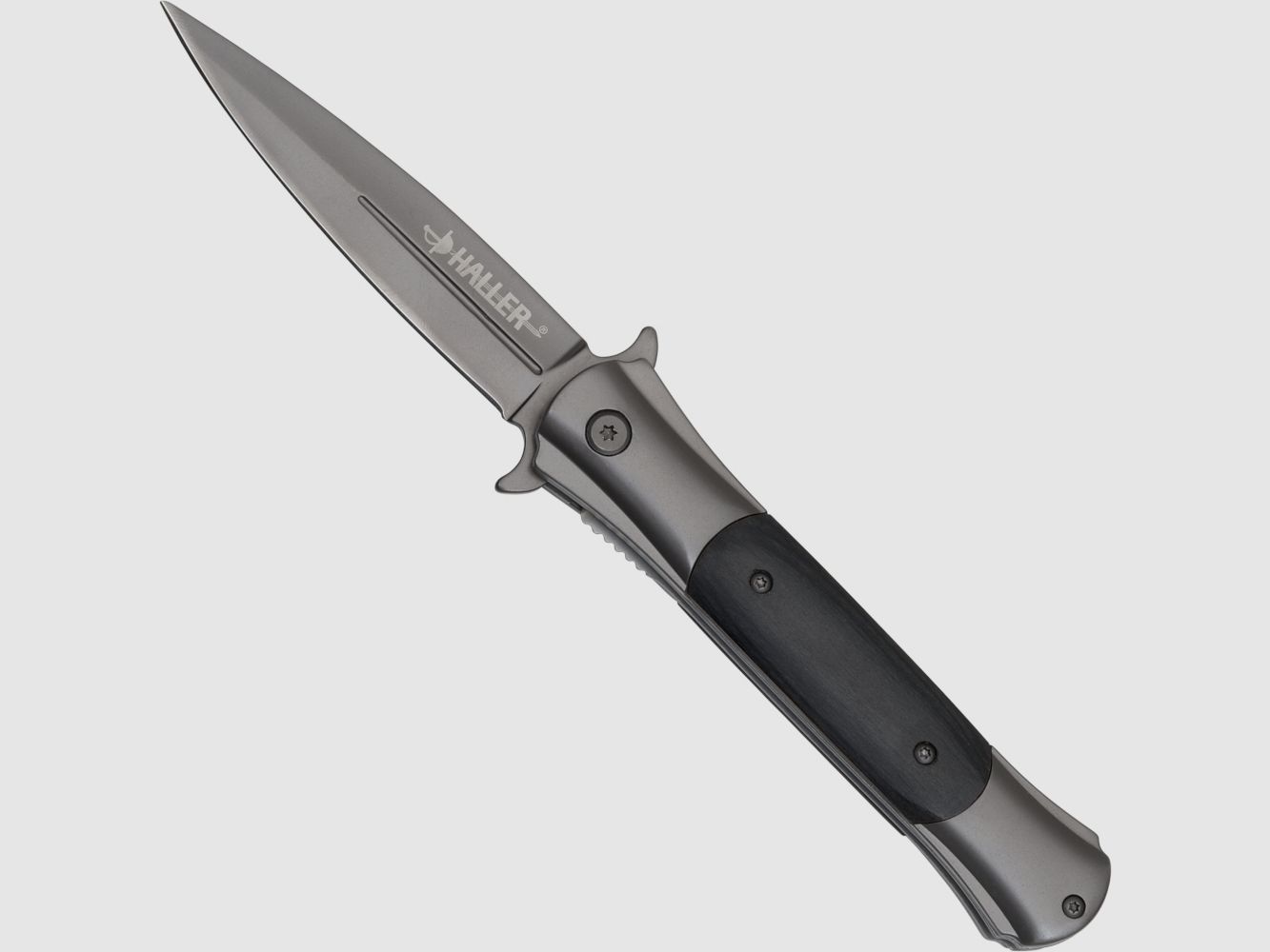 Stiletto Taschenmesser Titan Ebenholz einseitig geschliffen mit Fliper
