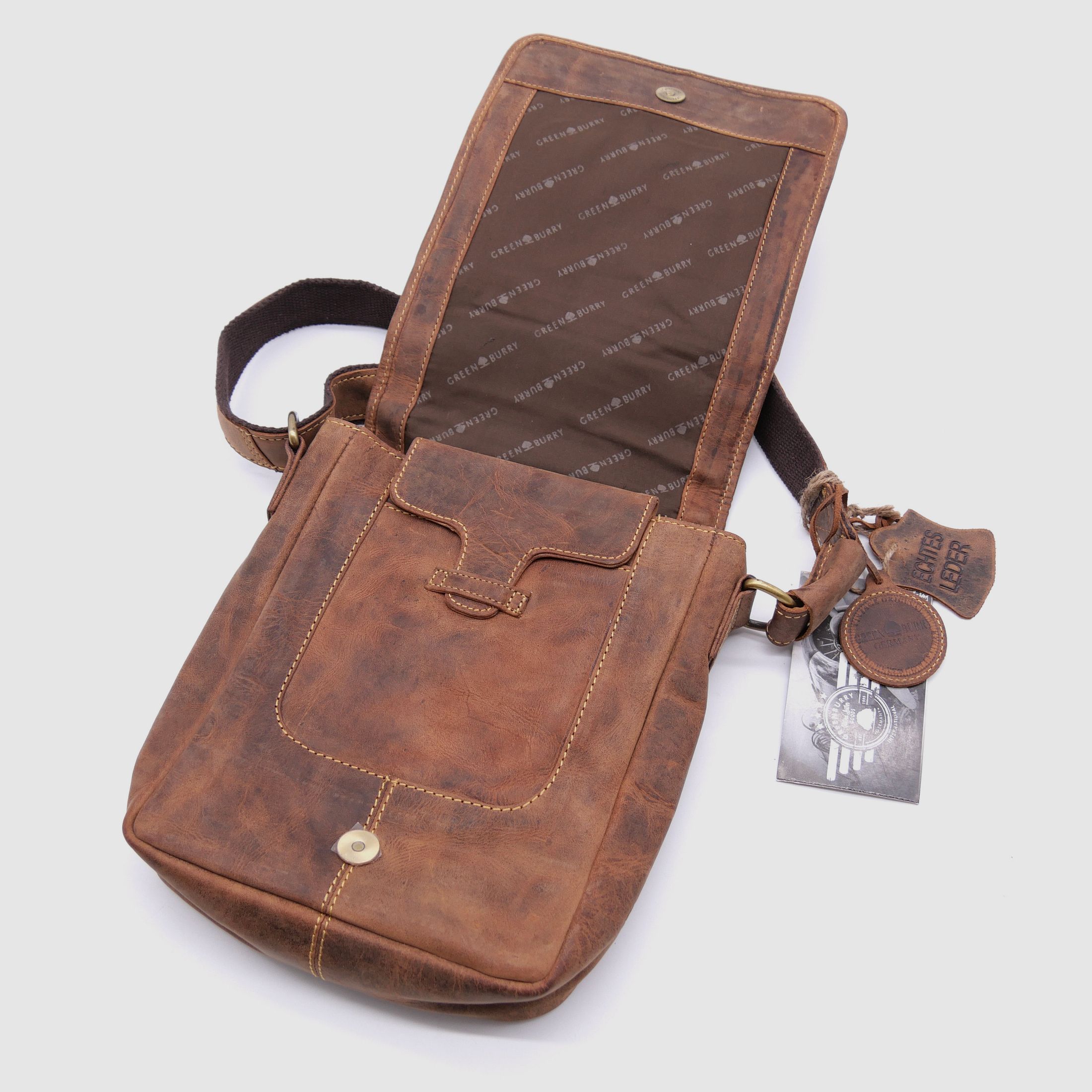 Greenburry Leder Umhängetasche Hirschprägung braun 1748A-STAG3-25