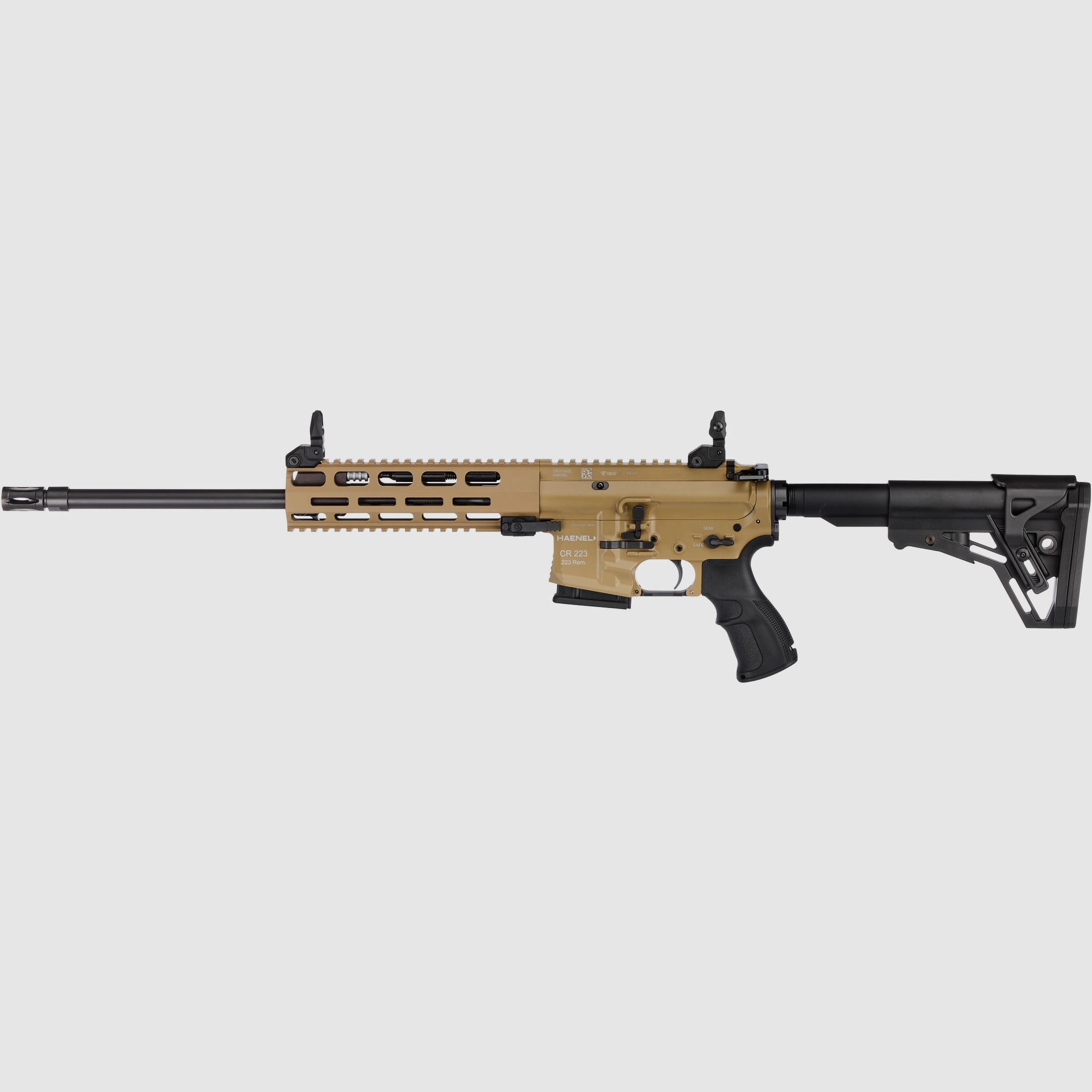 Haenel CR 223 M-LOK Handschutz Lauflänge 423 mm | Direktabzug | Handschutz kurz | Sandfarben | sportlich zugelassen, Kal. .223 Rem.