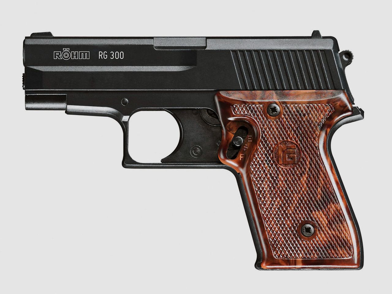 Schreckschuss Pistole RĂ¶hm RG 300 brĂĽniert Kaliber 6 mm Flobert (P18)