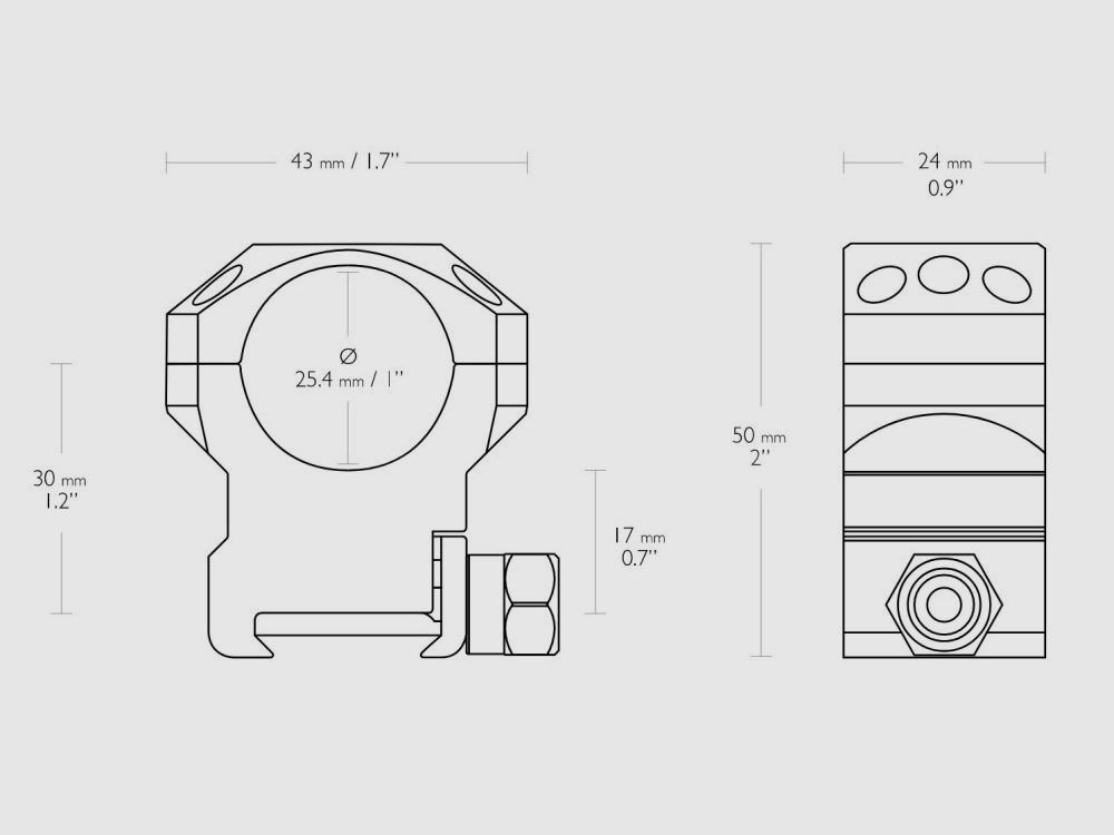 HAWKE Tactical Ring Mounts 1"/25,4mm High Weaver