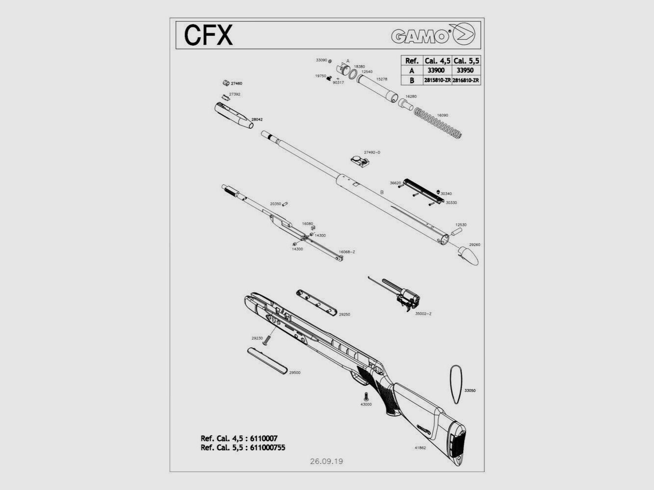Ersatzteile Gamo CFX 4,5 mm – 28042 – Komplett-Mantel Kunststoff CFX Royal, Bild 1 von 2