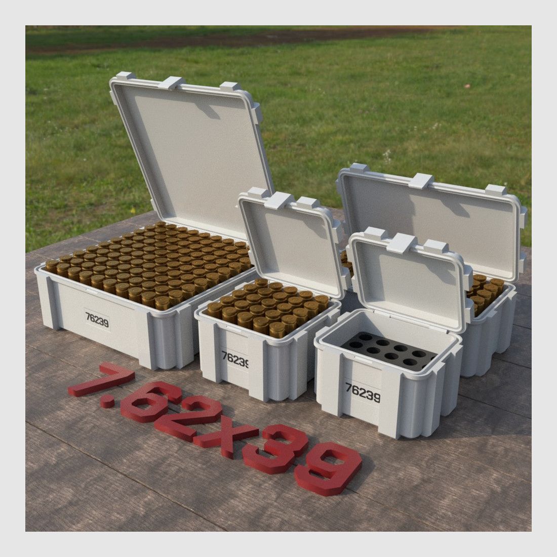 Filamelt scatola per munizioni / Ammo Box 7.62x39 - scatola per cartucce 'coperchio a ribalta' - 20 / 25 / 50 / 100 colpi