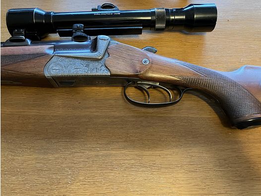FERLACHER double rifle cal 7 x 57 + 16/70 with ZF Hensoldt 4-fold, good condition!