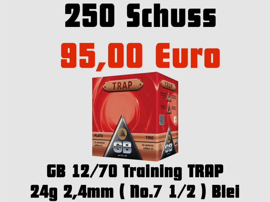 GB Training Trap 2,4 mm 24g 250 colpi pallini di piombo No.7 1/2