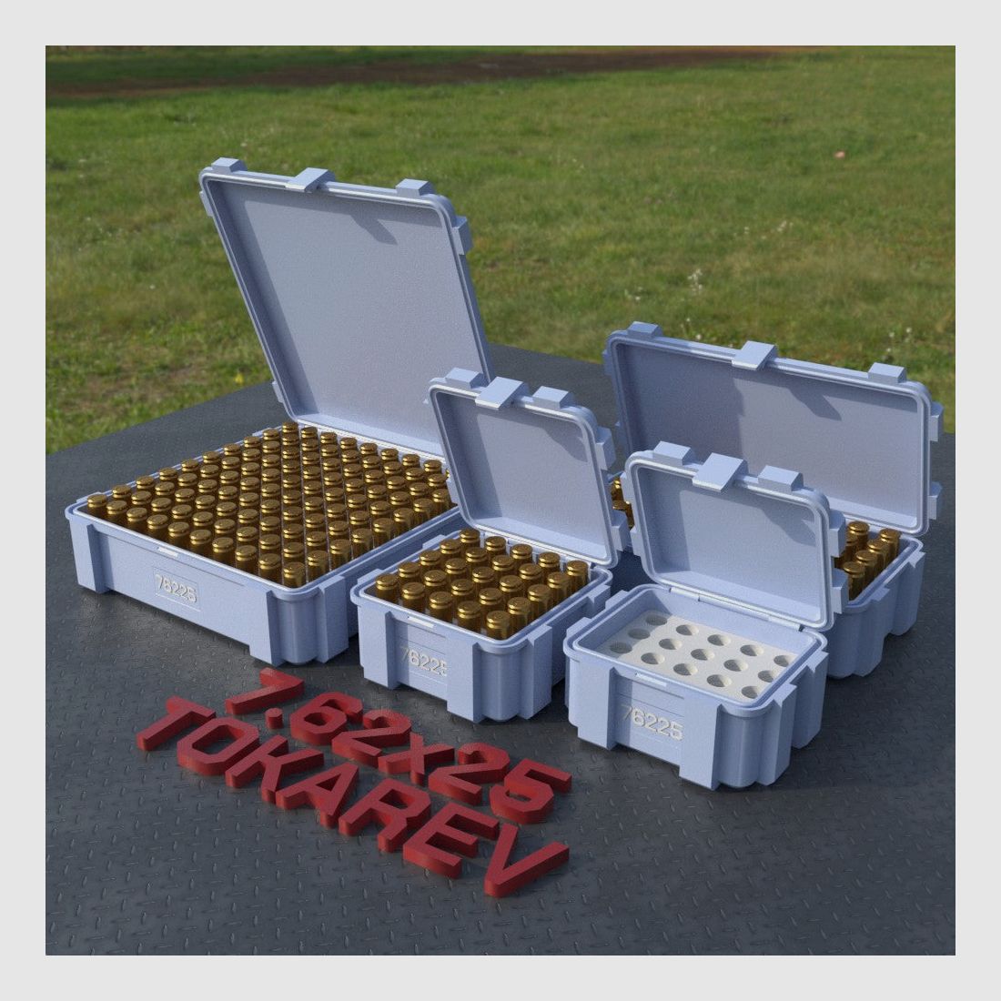 Filamelt Munitionsbox / Ammo Box 7.62x25 Tokarev – Patronenbox ‘Klappdeckel’ – 20 / 25 / 50 / 100 Runden