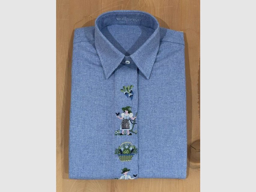 Wallmann Flanell-Bluse «Erntetag« in Hellblau