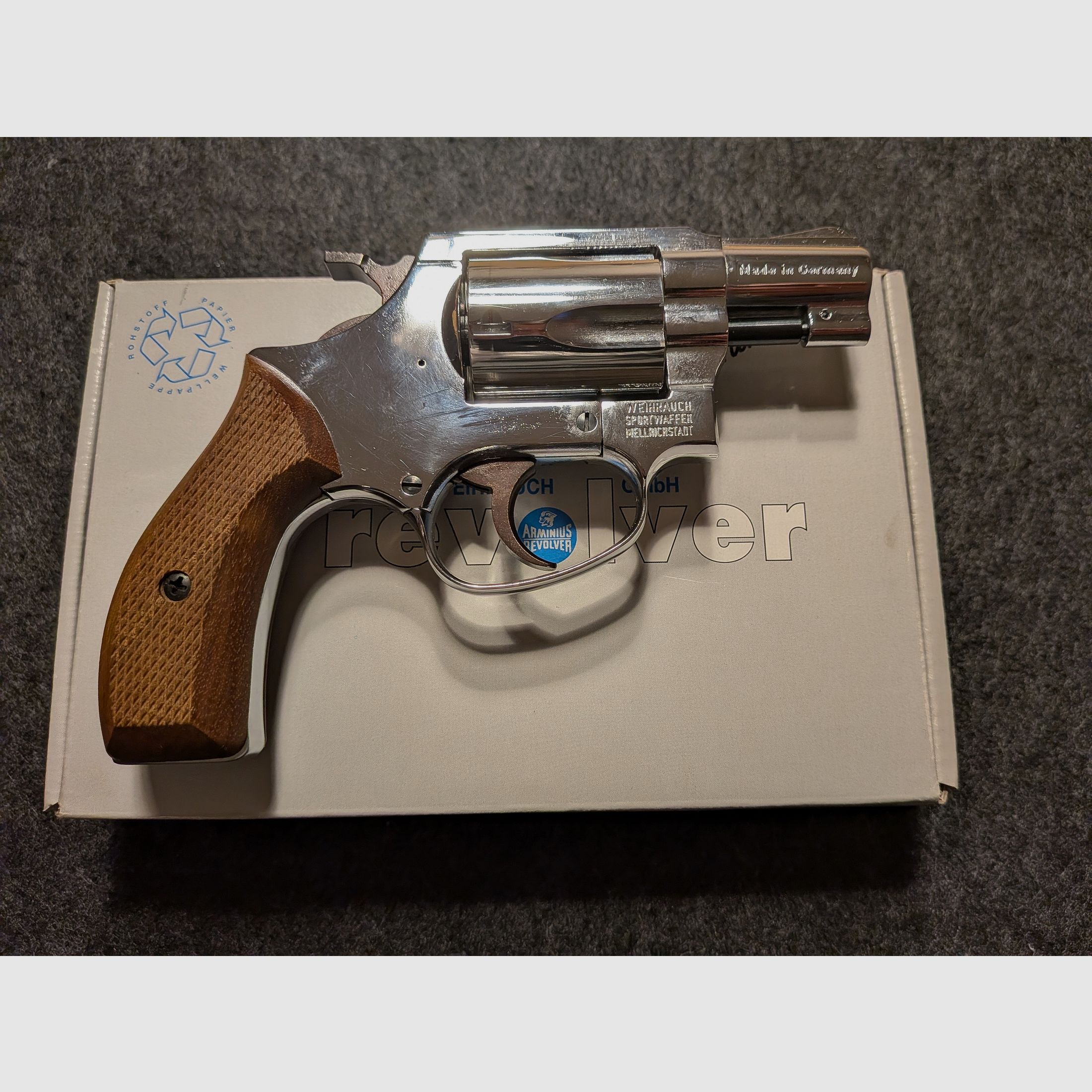 Weihrauch HW 37 Chrom PTB779 Kal.9mm R.Knall + Nowy + Rewolwer strzelający ostrzegawczo