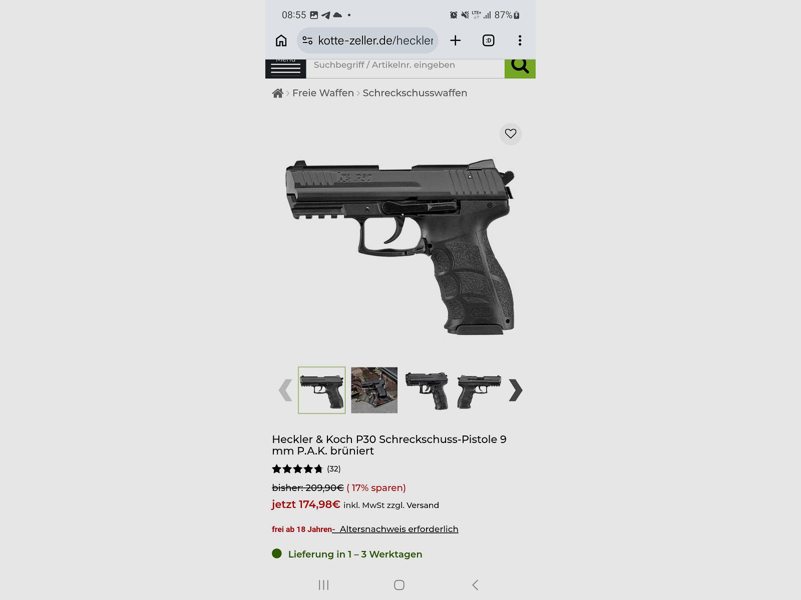Heckler und Koch HK P30 / 9mm réplique de coup de feu de défense sous licence par Umarex