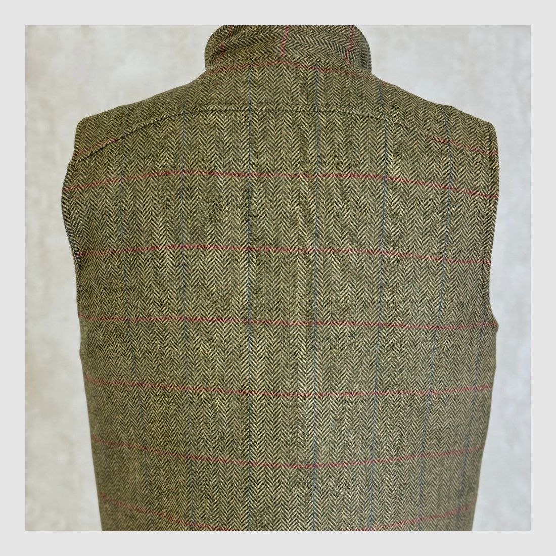 Gilet de chasse pour homme, tweed, kaki, doublure matelassée, image 5 sur 5
