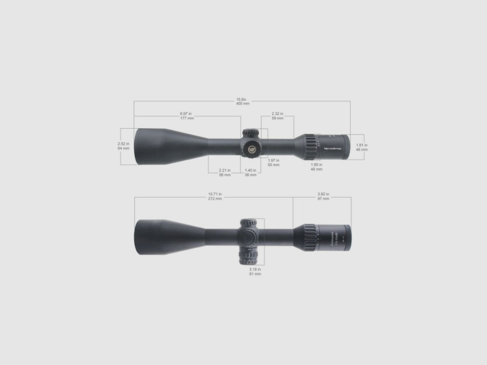Zielfernrohr VECTOR Continental x6 2.5-15x56 Fiber 4A (mit oder ohne Turm), Bild 2 von 3