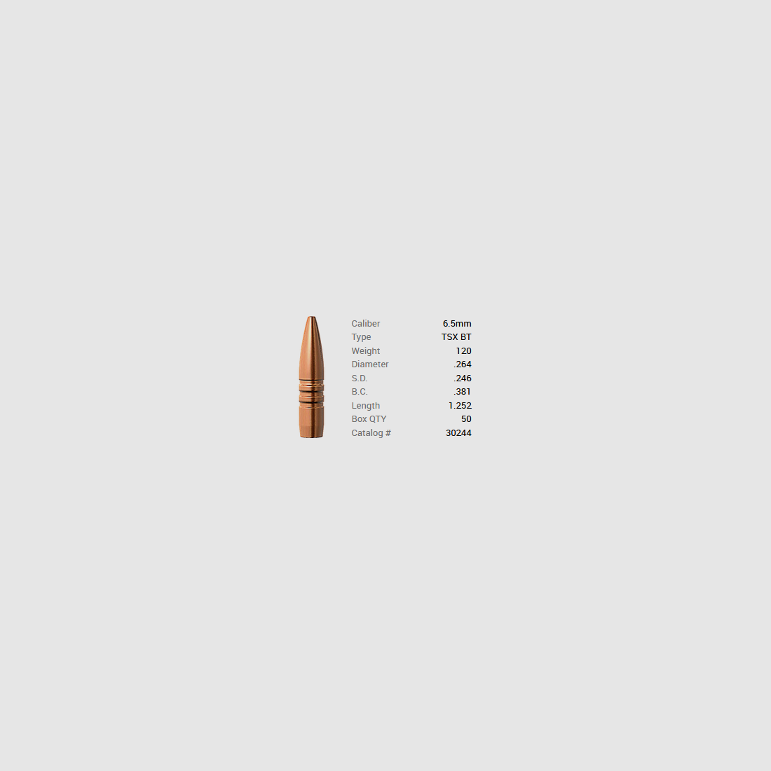 Barnes Geschoss 6,5mm/.264 120GR TSX BT 50 Stück, Bild 1 von 2