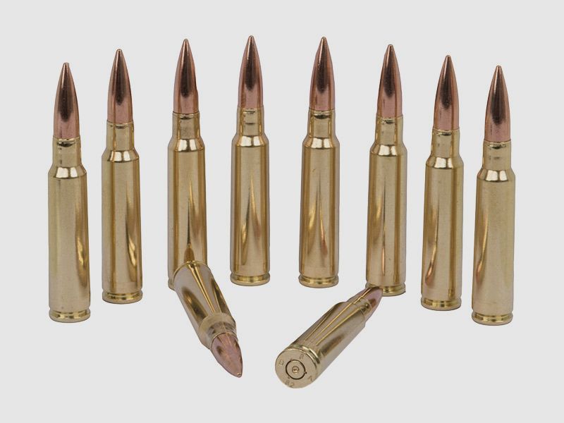 Dekopatronen Gewehrpatrone 7,5 x 55 mm Swiss MessinghĂĽlse mit Vollmantelgeschoss blinde Originalpatronen 10 StĂĽck (P18)