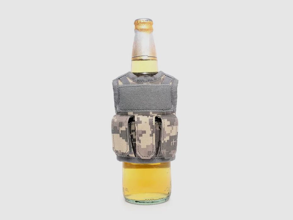 Mini tactische kogelwerende vest met frontzakken voor bierfles / wijnfles / thermosfles - Digital-ACU