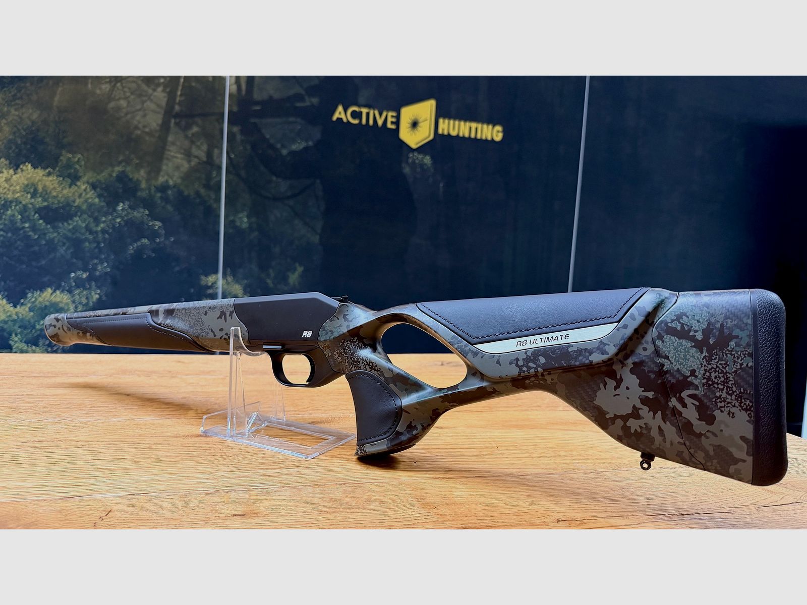 Blaser R8 Ultimate Carbon Huntec Camo carcasa / Atzl Match-caza disparador / Logo plata / Peso semi