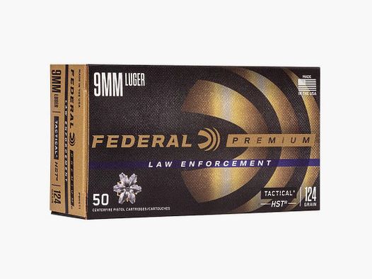 FEDERAL 9X19 124GR HST HP LAW ENFORCEMENT X50
