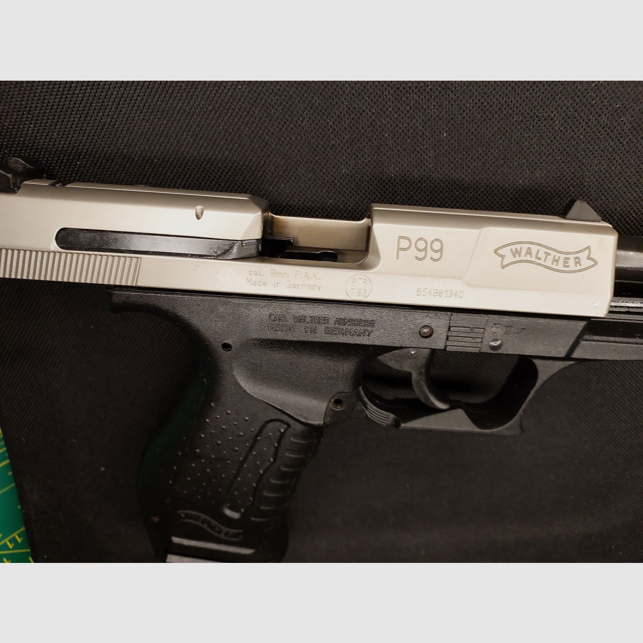 Walther P99 blank firing pistol 9mm P.A.K. bicolor Nickel (PTB 762) P 99 with 2 magazines