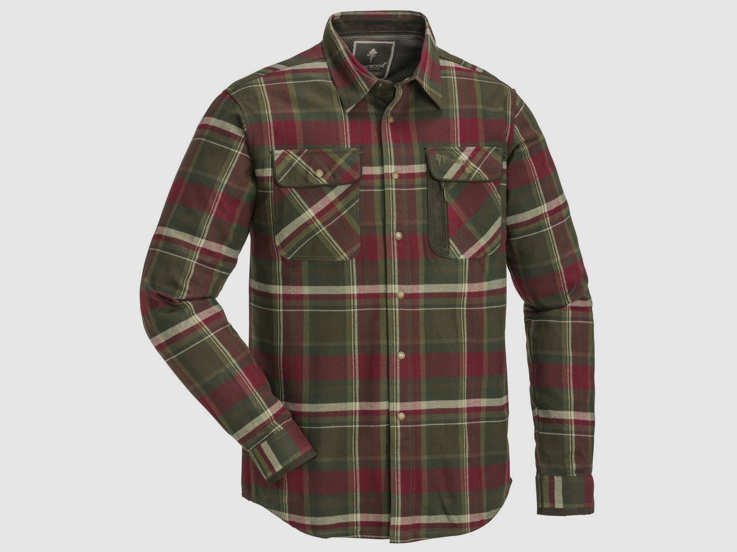 Pinewood Cornwall Flanell Hemd Größe: XL, Farbe: grün / burgund