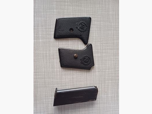 Magazine and grip panels for various 6.35mm pistols