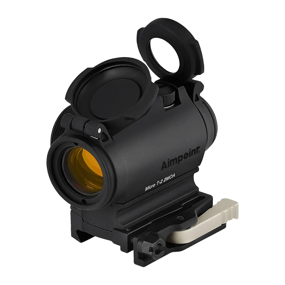 Aimpoint – Zielgerät Micro T-2 / black / mit IR Stufe, 2MOA, ACET Technologie / mit Picantinny Montage / Linsenschutz tranparent