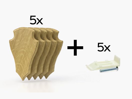 5 x trofee schild voor ree 19x12cm licht (eik 2)