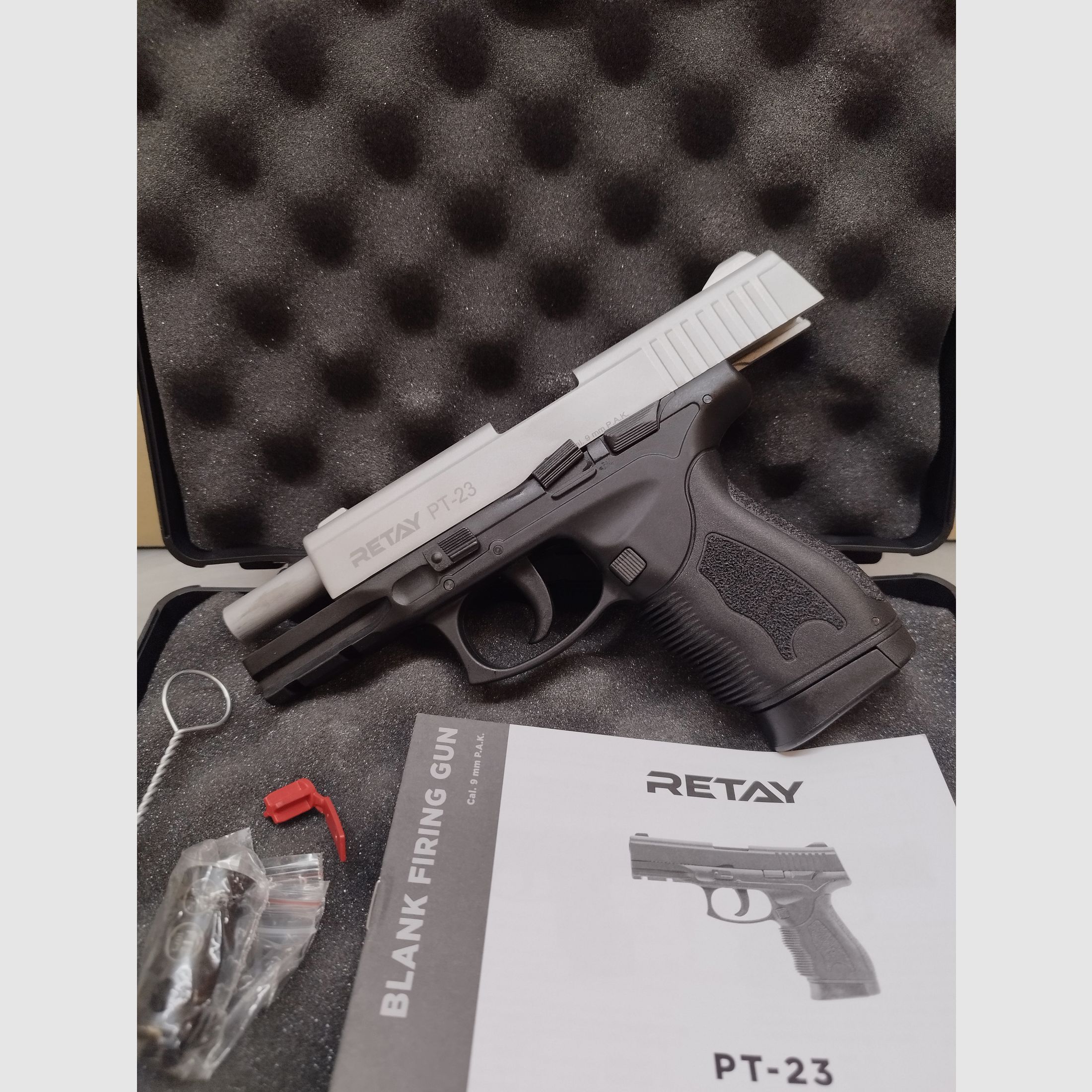 Retay PT-23 pistola a salve 9mm PAK Nickel !!Merce nuova!!