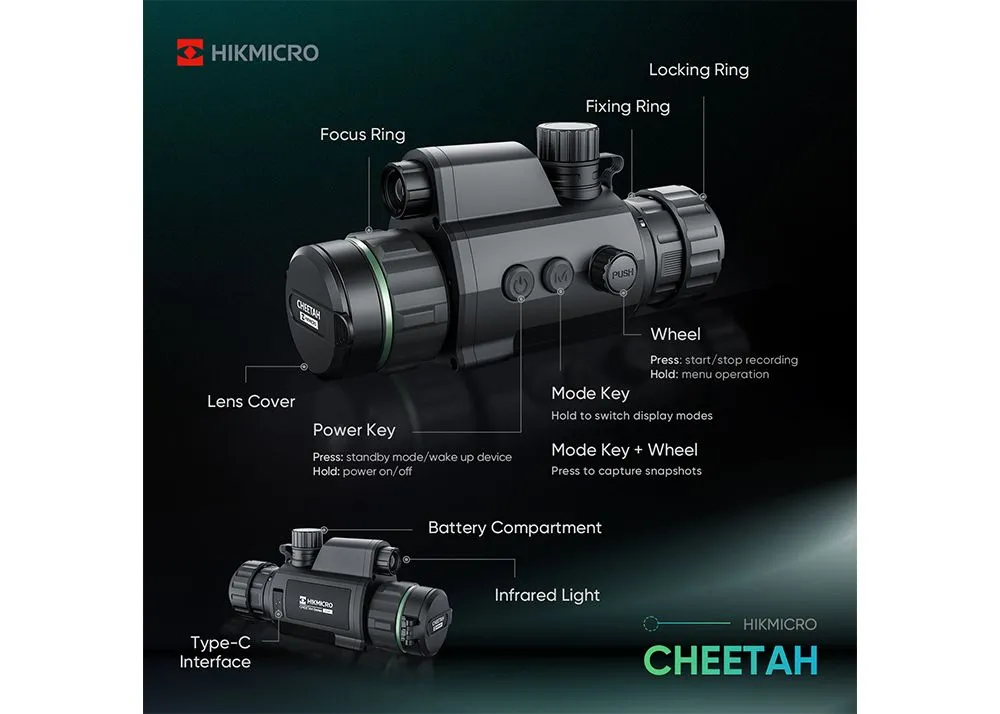 HikMicro Cheetah LRF Clip-On 940 nm IR (sans réticule) appareil de vision nocturne, image 3 sur 12