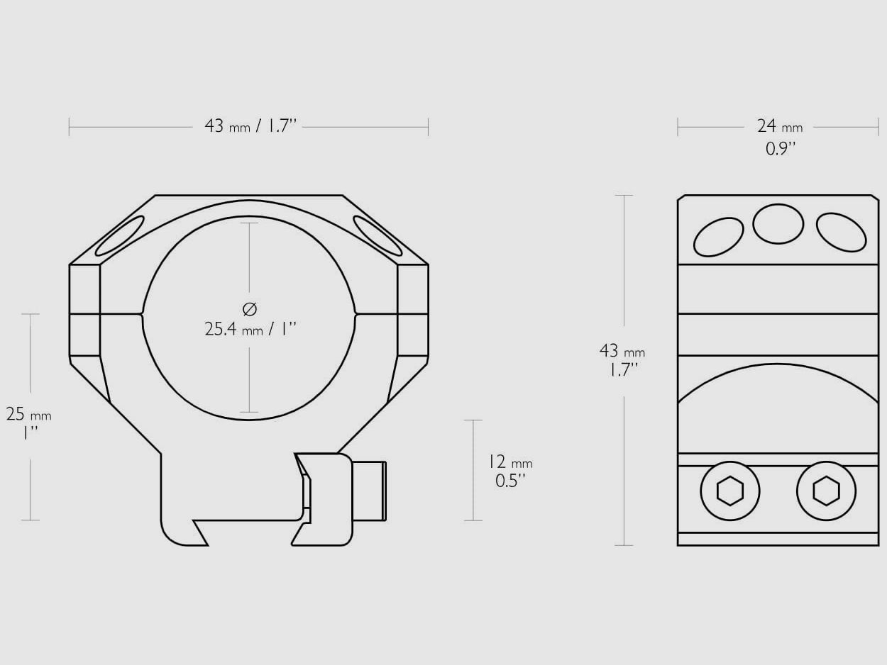 Hawke Montaggio Fisso Tattico in Alluminio 9-11mm 1" Due Pezzi Medio, immagine 2 di 2