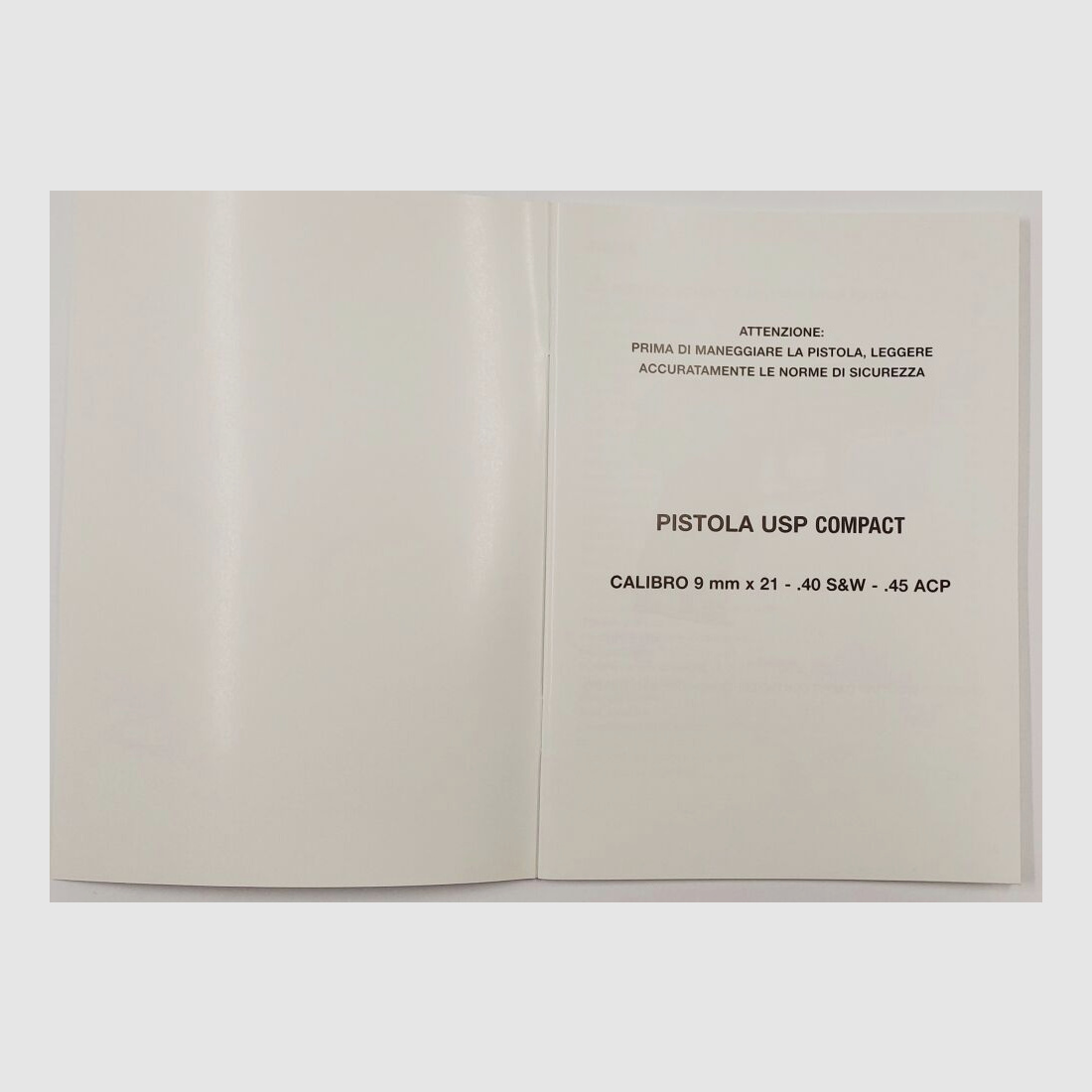 Heckler & Koch manual for USP Compact, Italian