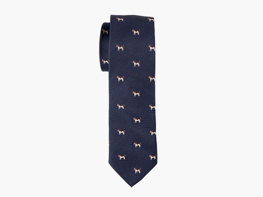Cravate en soie bleue avec motif de terrier