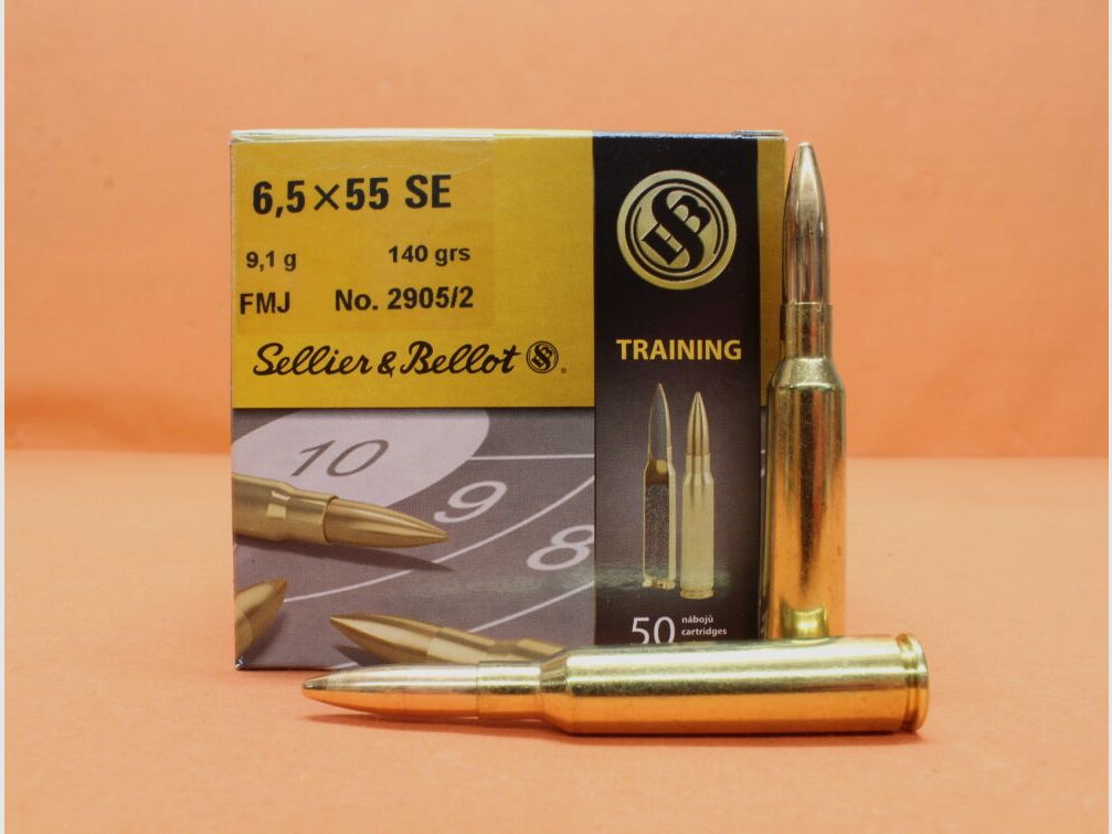 S&B/ Sellier&Bellot patroon 6,5x55SE S&B/ Sellier&Bellot 140grs FMJ (2905/2) VE 50 patronen/ 9,1g volmantel