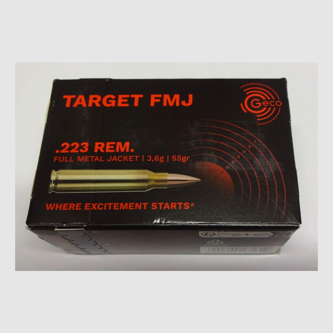 GECO .223 Rem. Objetivo FMJ55 grano / 3,6 gramos