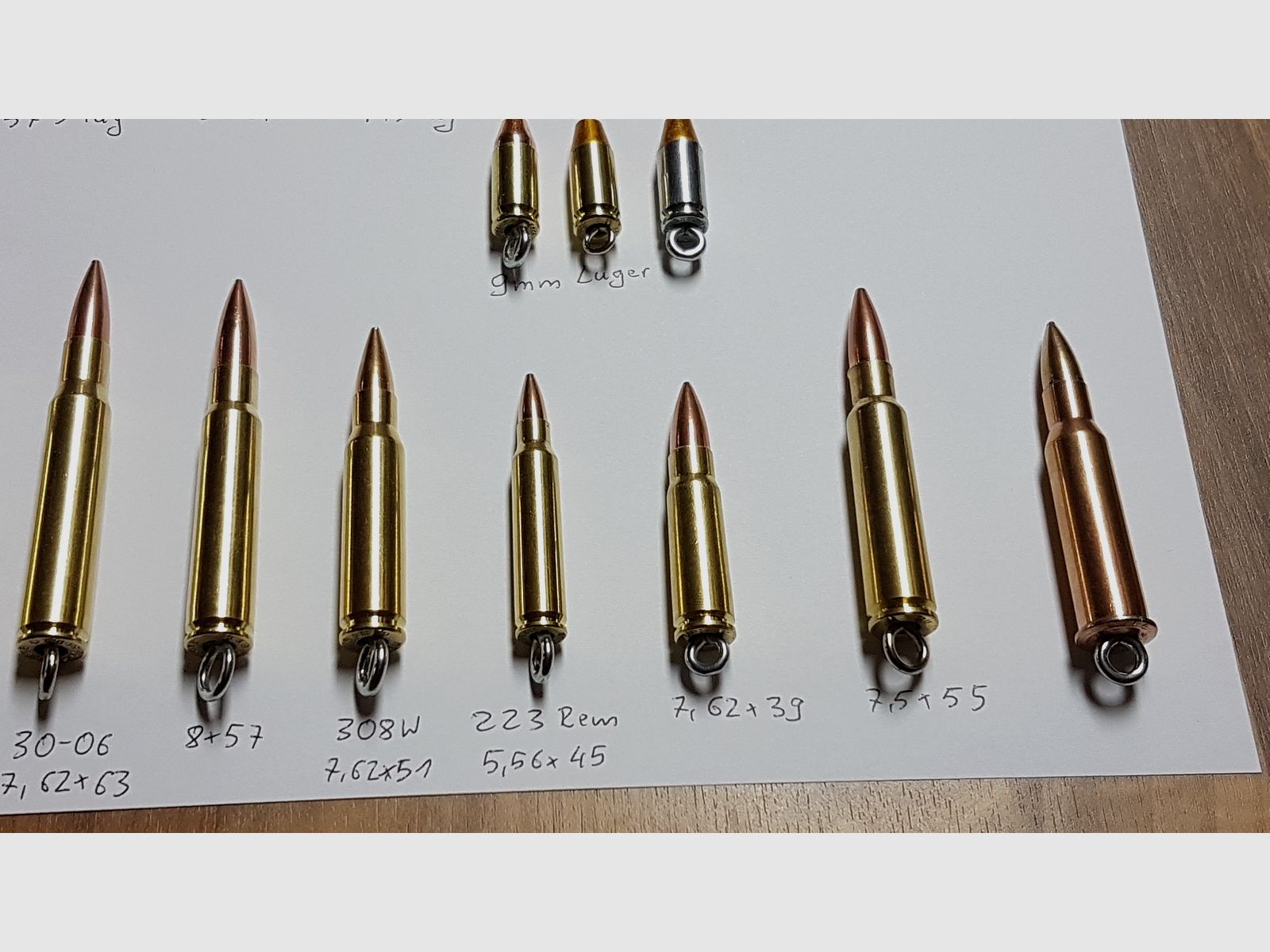 Schlüsselanhänger Patrone verschiedene Kaliber