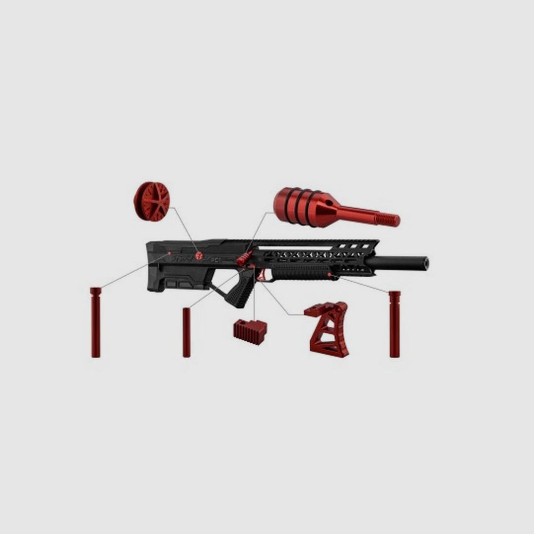 Stangenarm Storm Airsoft PC1 Rot - Präzision und Ergonomie - Schnelle und Zuverlässige Handhabung, Bild 4 von 5