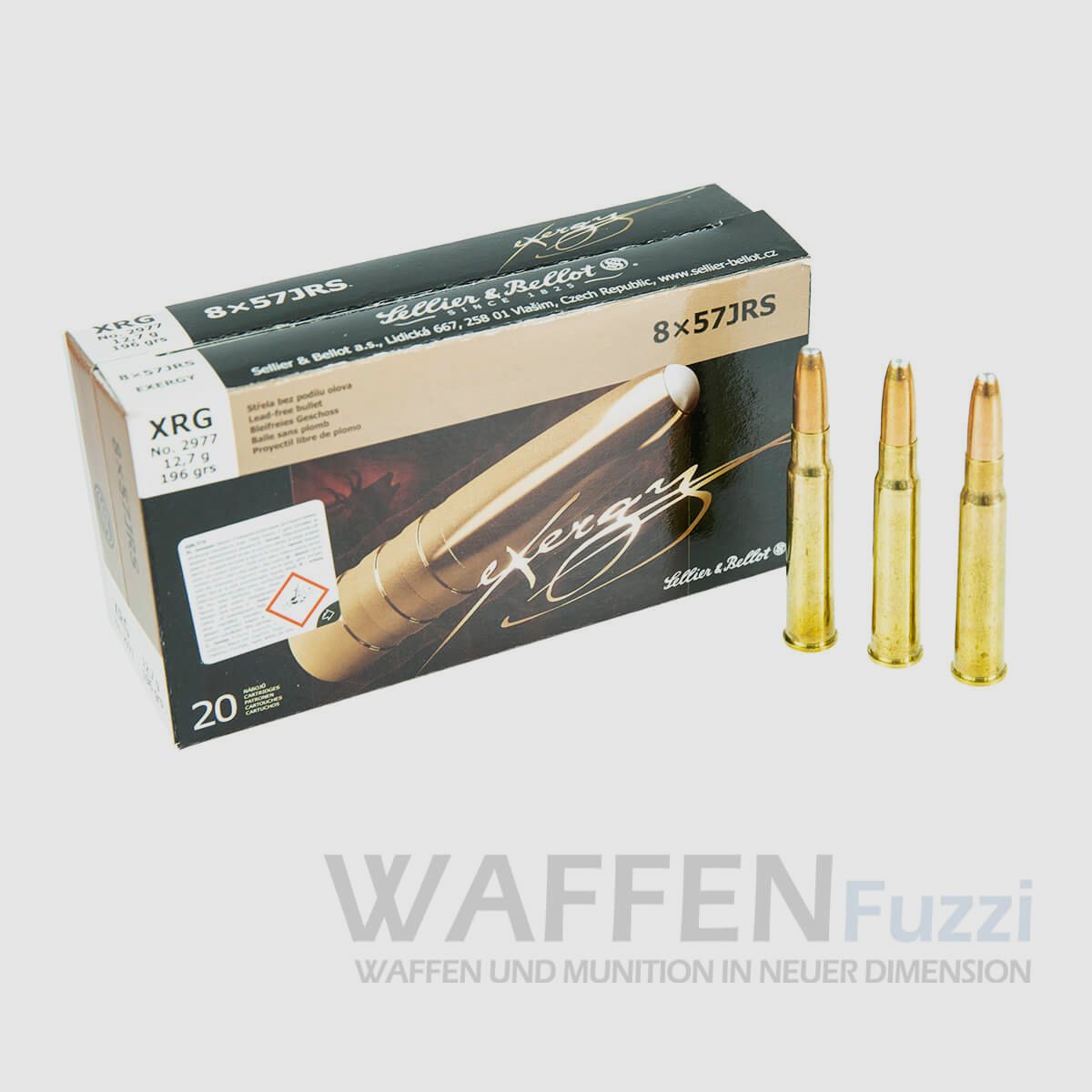 S&B 8x57IRS eXergy XRG lead-free hunting cartridges 196grs