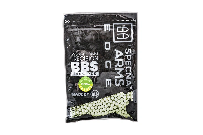 Specna Arms EDGE Tracer BIO airsoftkogels 6 mm, 0,25 g – 1000 stuks – groen, afbeelding 1 van 2