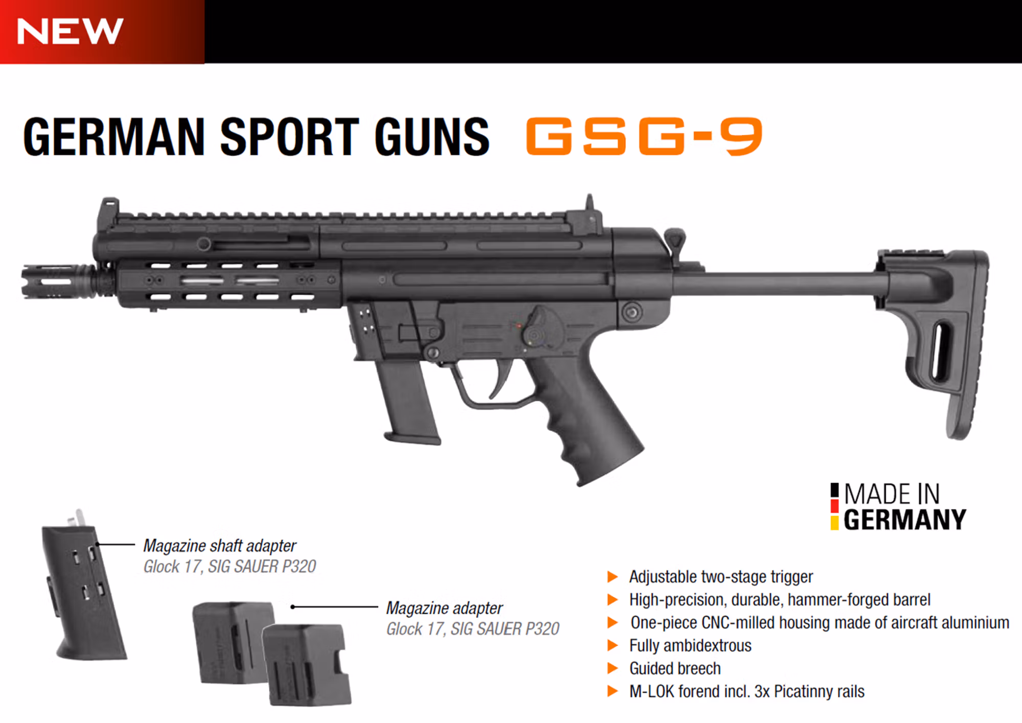 Fusil Semi-Automatique GSG-9 Télescopique 9mm Para 10 Coups, image 2 sur 6